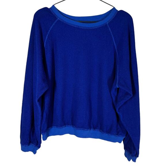 People of Leisure Smile Sweatshirt Dark Blue Raglan‎ Sleeve Small Lounge Comfort - Picture 4 of 8